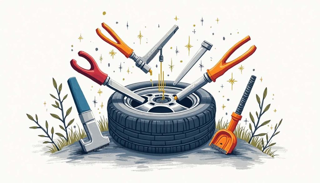 A tire being cleaned and maintained